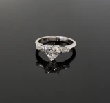 Vintage 1.40ct G VS 18k White Gold Heart Shape Diamond Ring sz L1/2 Val $19560