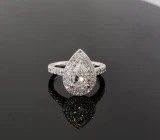1.01ct F GIA Pear Diamond 18k White Gold Solitare Ring 1.83cttw sz K Val $23375