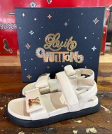 Louis Vuitton LV Sunset Flat Comfort Sandals Size 8 Cream Box & x2 Dust Bag
