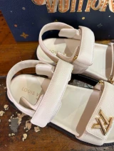 Louis Vuitton LV Sunset Flat Comfort Sandals Size 8 Cream Box & x2 Dust Bag