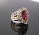 Vintage Stambolian Rubelite & G Vs Diamond 18k W/Gold Ring Size N Val $28890