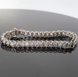 5.56ct Diamond Set 14k White Gold S link Tennis Bracelet 19cm Long Val $14185