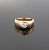 Antique Handmade 14k Gold 0.96ct Vs Old Cut Diamond Gypsy Ring Size O Val $10790
