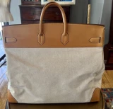 Vintage 1986 Hermes Haut à Courroies HAC Toile & Leather Travel Bag