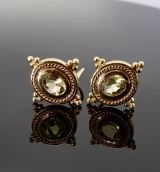 Vintage Lemon Quartz Set 18K Gold Etruscan Revival Earrings Val $9960