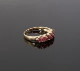 Vintage Cabochon Ruby & Diamond Set 18k Gold Ring Size L Val $3320
