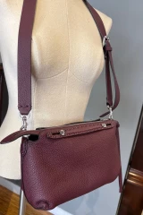 Fendi By The Way Selleria Medium Reversible Burgundy Blue Leather Handbag Strap