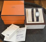 Auth. Hermes Cape Code Quartz 23mm Ladies Steel Wrist Watch Box + Papers