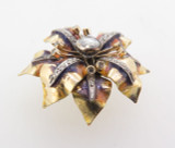 ANTIQUE 18ct GOLD ENAMEL AND OLD CUT 1.12ct DIAMOND FLOWER PENDANT VAL $10770