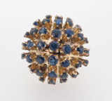 14CT YELLOW GOLD BLUE SAPPHIRE CLUSTER DOME DRESS RING VAL $6900