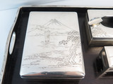 Super Rare Early 1900S Japanese 950 Sterling Silver Smokers Set In Original Case