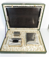 Super Rare Early 1900S Japanese 950 Sterling Silver Smokers Set In Original Case