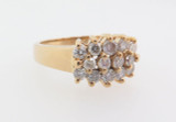 14k yellow gold Triple Row of 0.67ct diamonds set dress ring Val $2500
