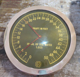 BRISBANE MARITIME BUYIER SUPER RARE 1940S WWII HUGE SUBMARINE BRASS DEPTH GAUGE