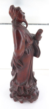 Stunning vintage signed Oriental cherrywood statue