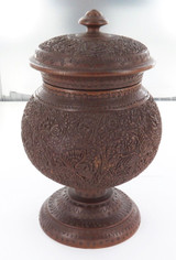 Stunning intricately carved antique Anglo Indian exportware sandalwood tea caddy