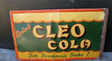 SUPER RARE 1930's AMERICAN "CLEO COLA" VERY LARGE EMBOSSED TIN SIGN. 