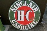 GAS PETROL SIGNS BOUGHT AND SOLD OLD USA SINCLAIR H-C GASOLINE LARGE 120CMS DOUBLE SIDED ENAMEL SIGN