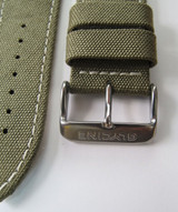 24MM HIGH GRADE MILITARY STYLE CANVAS & LEATHER STRAP, STEEL BUCKLE BY GLYCINE # D