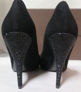 Louis Vuitton Black 4.5 inch Crystal Heels in Size 39.5 Worn Once In Box