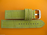 22MM GERMAN MADE GREEN LEATHER STITCHED STRAP & STEEL BUCKLE BY GLYCINE #V