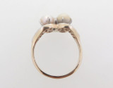 Vintage Natural Pearl & Old Cut Diamond 14k Gold Platinum Ring Size N Val $2965