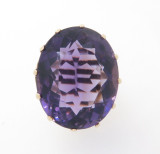 Large Oval Brilliant Cut Amethyst 14ct yellow Gold Cocktail Ring Val $5485