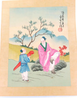SUPERB VINTAGE JAPANESE COLOURED ENGRAVING ON SILK?, SIGNED #4