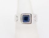 A Gentlemen's Platinum, Ceylon Sapphire & Trilliant Cut Diamond Ring Size S Val $15220
