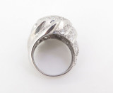 WOW 4.50ct Diamond 14k White Gold Bombe Style Dress Ring Size Q Val $12300