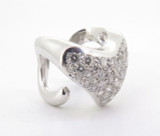 14ct White Gold 2.30tcw Pave Set Diamond Heart Ring Size M Val $7710