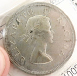 RARE NICE GRADE 1954 SOUTH AFRICA 2 1/2 SHILLINGS. PROFESSIONALLY GRADED FINE.