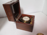 WWII C.1941 HAMILTON MAHOGANY USA NAVAL DECK CLOCK CHRONOMETER MODEL 22