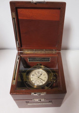 WWII C.1941 HAMILTON MAHOGANY USA NAVAL DECK CLOCK CHRONOMETER MODEL 22