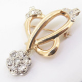 Vintage 14K Yellow Gold 0.60ct Diamond Set Flower Brooch / Pendant Val $3665