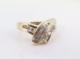 0.58ct Tapered Baguette & Brilliant Diamond 10K Yellow Gold Ring Size O Val$2400