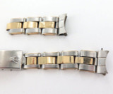 RARE 1950s / 60s ROLEX 13MM LADIES RIVETED LINK 2 TONE OYSTER BRACELET + 66 E/Ps