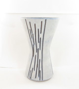 Stylish European Pottery Art Vase With Linear pattern & Mottled blue Matt Glaze