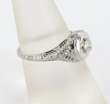 VINTAGE 18K WHITE GOLD & SOLITAIRE DIAMOND RING.