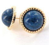 14K GOLD & LAPIS LAZULI LARGE MATCHING PAIR EARRINGS.