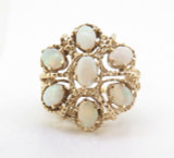 A Ladies 14K Yellow Gold Opal Cluster Dress Ring Size M Val $2725