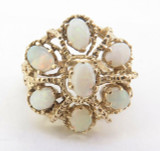 A Ladies 14K Yellow Gold Opal Cluster Dress Ring Size M Val $2725