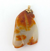 RARE TAO KUANG PERIOD (1821-1850) WHITE ORANGE-BROWN JADE DOUBLE GOURD PENDANT.
