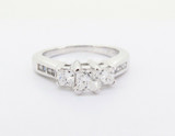 A 14K Gold 0.90cttw Princess Cut Diamond Trilogy Ring Size L Valuation $4340