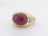 Natural Ruby & .97ct Diamond Set 18k Yellow Gold Ring Size H Val $11565