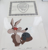 RARE WARNER BROS. CEL MADE FOR USA TV COMMERCIAL “COUPONS" WILE E. COYOTE + COA