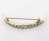 Vintage / Antique  Handmade 14ct Gold Chalcedony Crescent Brooch Val $2380