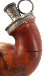 c1860 HUGE FULL BENT BILLIARD PIPE WITH ENGLISH STERLING SILVER COLLAR.