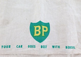 VINTAGE / SCARCE BP “YOUR CAR GOES BEST WITH BENZOL” LARGE LINEN TEA TOWEL.