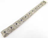 Antique Style Sapphire & 7.04ct Rose Cut Diamond Set Silver Bracelet Val $9250